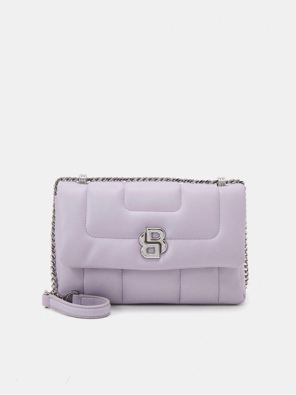 HUGO BOSS Lilac Quilted Leather Chain Shoulder Crossbody Bag Silver Hardware NWT